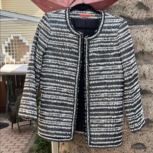 Alice + Olivia Black and White Textured Blazer